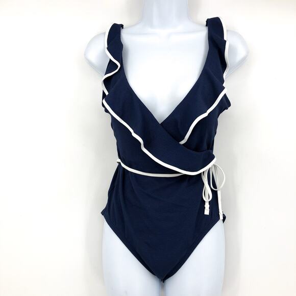 TOMMY BAHAMA One Piece Swimsuit Size 10 Navy Blue Island Cays Cabana Wrap NWT - Picture 4 of 12